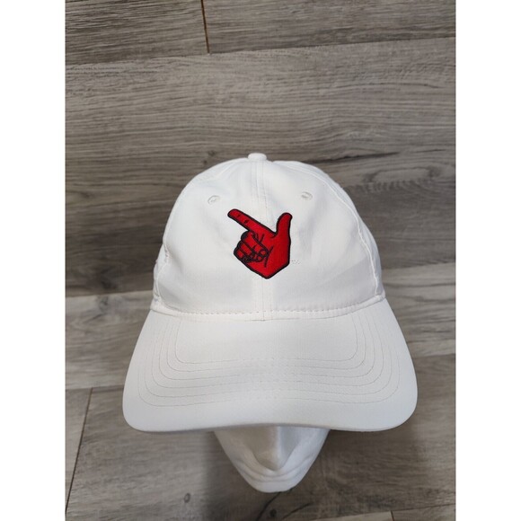 Ahead Golf Hat White w/ Red Hand Finger Pointing "Heads Up Golf Champs" - Picture 2 of 9